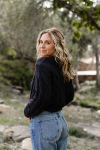 Navy Cable Knit Cardigan