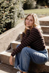 Brown Pin Stripe Sweater Top