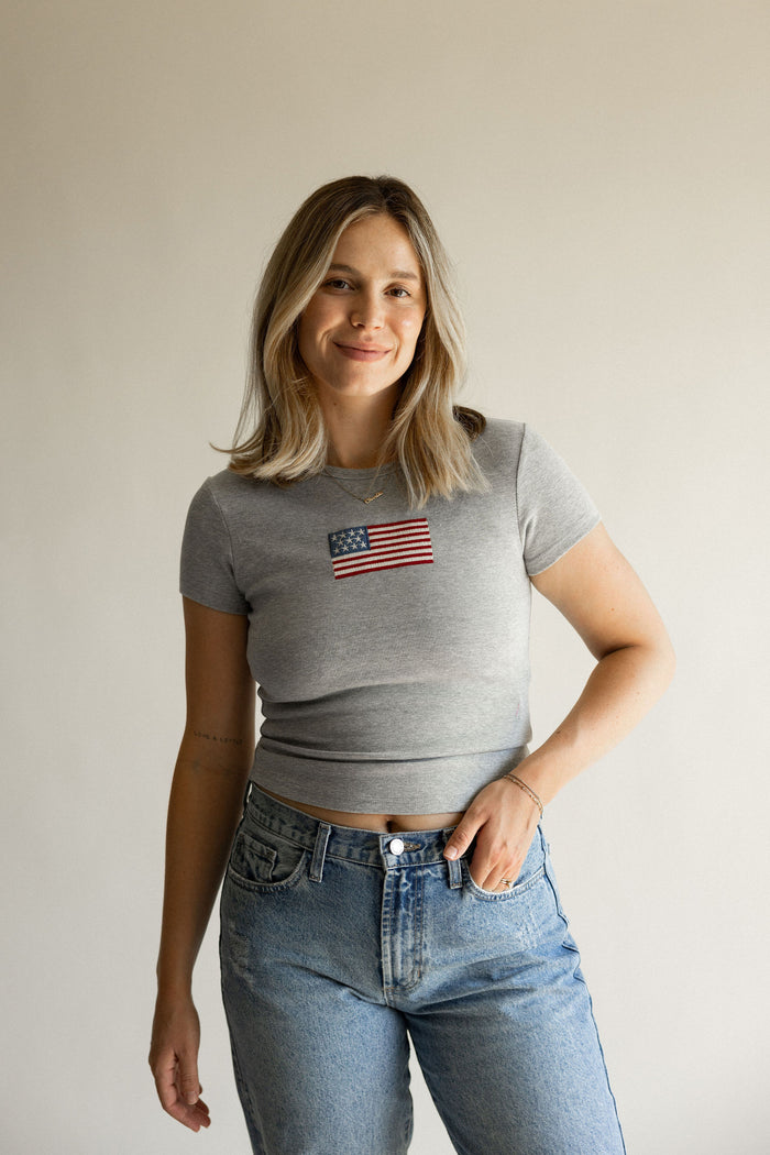 Grey USA Flag Tee
