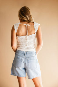 Ivory Frill Lace Boat Neck Top