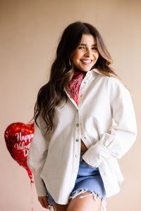 Ivory Denim Button Down Shirt
