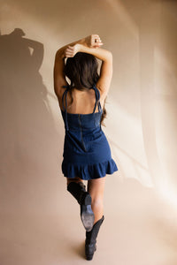 Denim Ruffle Mini Dress