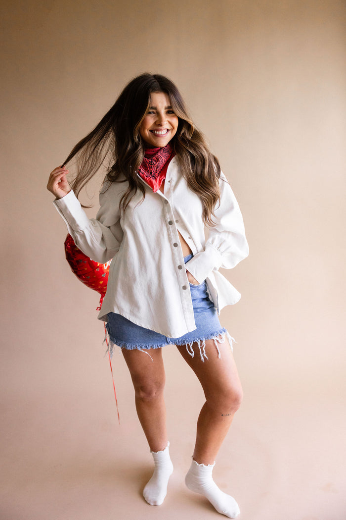 Ivory Denim Button Down Shirt